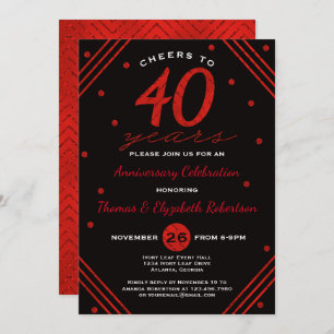 40th Anniversary Party Invitation, Ruby Invitation