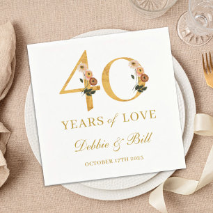 40th Anniversary Party Wildflower 40 Years of Love Napkin