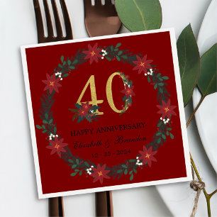 40th Anniversary Personalised Christmas Napkins