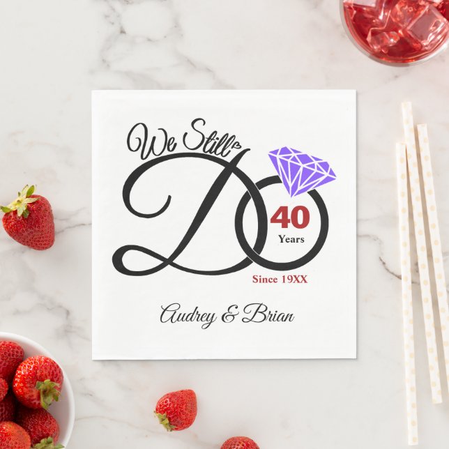 40th Anniversary Personalised Napkin (Insitu)