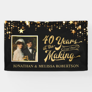 40th Anniversary Photo Black and Gold Stars Banner