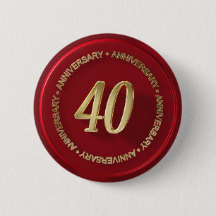 40th anniversary red wax seal 6 cm round badge