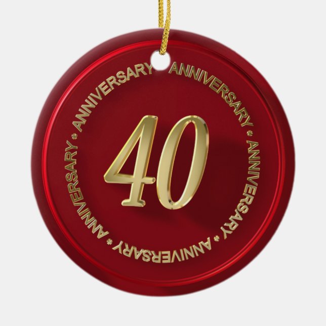 40th anniversary red wax seal ceramic tree decoration (Front)