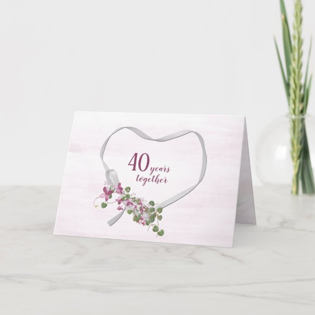 40th Anniversary Ribbon Heart Card (Front)