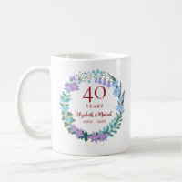 40th Anniversary Ruby Floral Bluebell Lilac Wreath