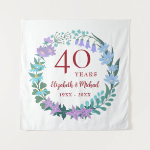 40th Anniversary Ruby Floral Bluebell Lilac Wreath Tapestry