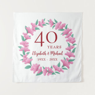40th Anniversary Ruby Floral Pink Flower Wreath Tapestry