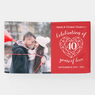40th anniversary ruby heart personalised photo banner