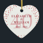 40th Anniversary Ruby Hearts Ceramic Ornament<br><div class="desc">Designed to coordinate with our 40th Anniversary Ruby Hearts collection. Featuring delicate ruby hearts. Personalise with your special forty years ruby anniversary information in chic ruby lettering. Designed by Thisisnotme©</div>