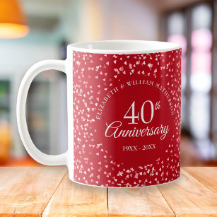 40th Anniversary Ruby Hearts Coffee Mug