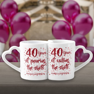 40th Anniversary Ruby Hearts Confetti Fun Coffee Mug Set
