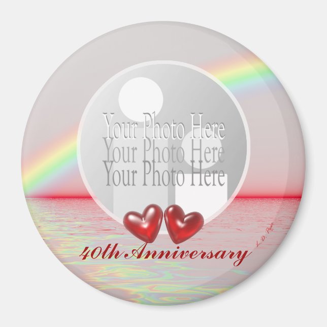 40th Anniversary Ruby Hearts for Photo Magnet (Front)