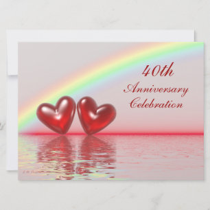 40th Anniversary Ruby Hearts Invitation