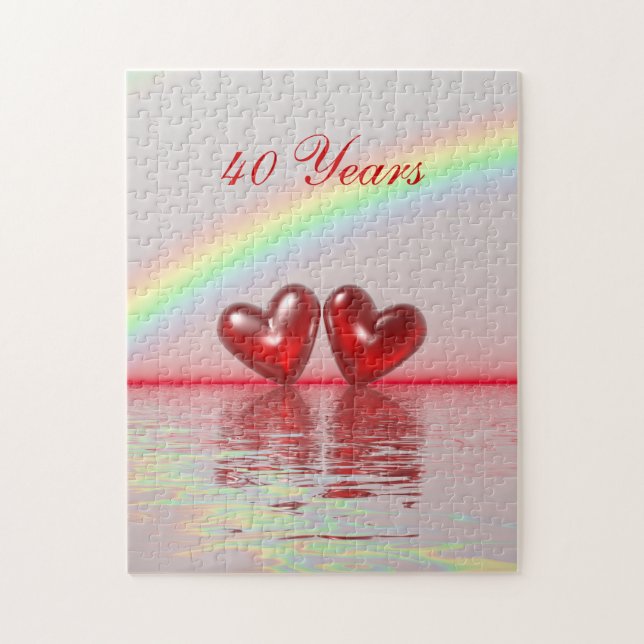 40th Anniversary Ruby Hearts Jigsaw Puzzle (Vertical)