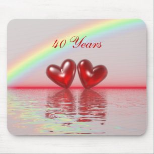 40th Anniversary Ruby Hearts Mouse Pad