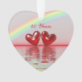 40th Anniversary Ruby Hearts Ornament