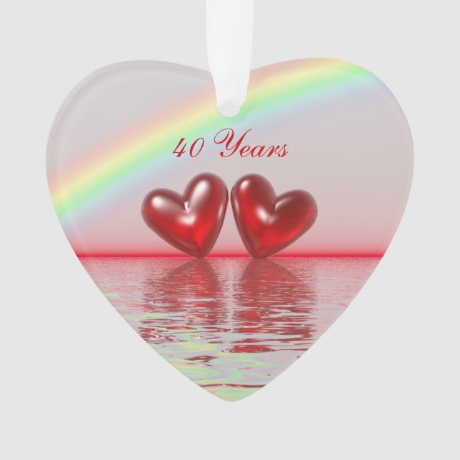 40th Anniversary Ruby Hearts Ornament (Front)