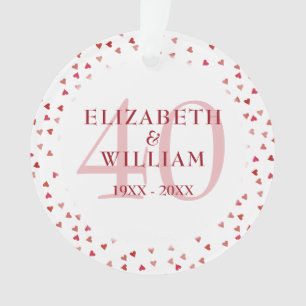 40th Anniversary Ruby Hearts Ornament