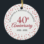 40th Anniversary Ruby Hearts Photo Ceramic Ornament<br><div class="desc">Designed to coordinate with our 40th Anniversary Ruby Hearts collection. Featuring delicate ruby hearts. Personalise with your special forty years ruby anniversary information in chic lettering and your photo on the reverse. Designed by Thisisnotme©</div>