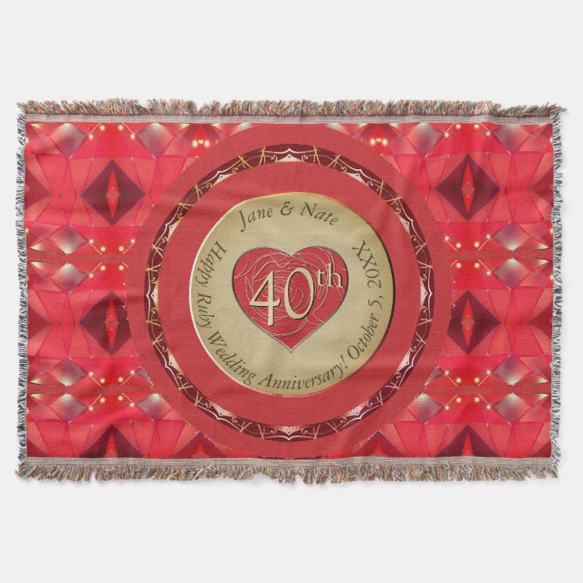 40th Anniversary Ruby  Throw Blanket (Front)