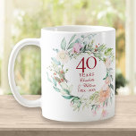 40th Anniversary Ruby Wedding Country Floral Coffee Mug<br><div class="desc">Featuring a delicate watercolor floral garland,  this chic botanical 40th wedding anniversary mug can be personalised with your special ruby anniversary information in elegant ruby text. Designed by Thisisnotme©</div>