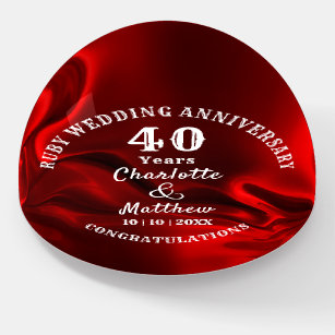 40th Anniversary Ruby Wedding Gift Personalised Paperweight