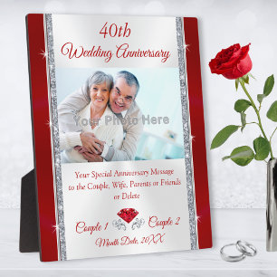 40th Anniversary Traditional Gift, Photo Plaque