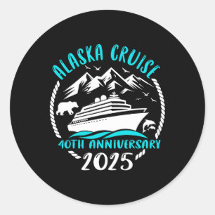 40th Anniversary Wedding Alaska Cruise 2025 Couple Classic Round Sticker