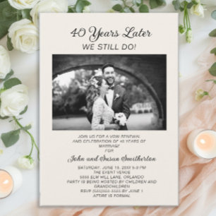 40th Anniversary Wedding Vow Renewal Photo  Invitation