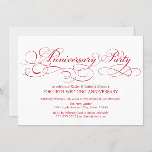 40th Anniversary White/Red Invitation