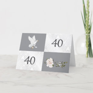 40th Anniversary With Dove and Rings Card