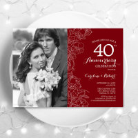 40th Anniversary With Photo Ruby Red White Floral