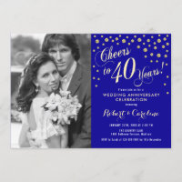 40th Anniversary with Photo - Sapphire Blue Gold