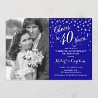 40th Anniversary with Photo - Sapphire Blue Silver