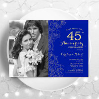 40th Anniversary With Photo Sapphire Gold Floral