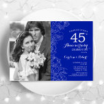 40th Anniversary With Photo Sapphire White Floral Invitation<br><div class="desc">40th Anniversary With Photo - Sapphire White Floral Invitation. Modern royal blue design featuring botanical outline drawings accents and typography script font. Simple trendy invite card perfect for a stylish wedding anniversary celebration. Can be customised to reflect any years of marriage. Printed Zazzle invitations or instant download digital printable template....</div>