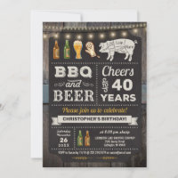 40th BBQ Barbecue & Beer Birthday Invitation