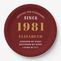 40th Birthday 1981 Red Gold lady's Personalised