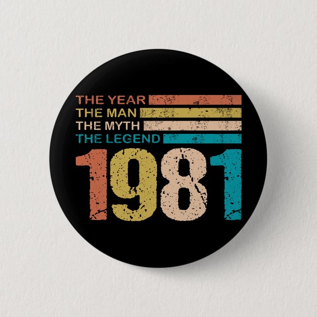 40th birthday 1981 The Man Legend Retro 6 Cm Round Badge (Front)