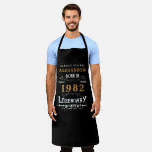 40th Birthday 1982 Add Name Black Gold Legendary Apron