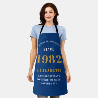 40th Birthday 1982 Elegant white Blue Gold