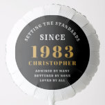 40th Birthday 1983 Add Name Black Gold Balloon<br><div class="desc">A wonderful birthday gold design on a party balloon for that special celebration. Easily customise the text using the template provided. Part of the setting standards range of birthday supplies.</div>