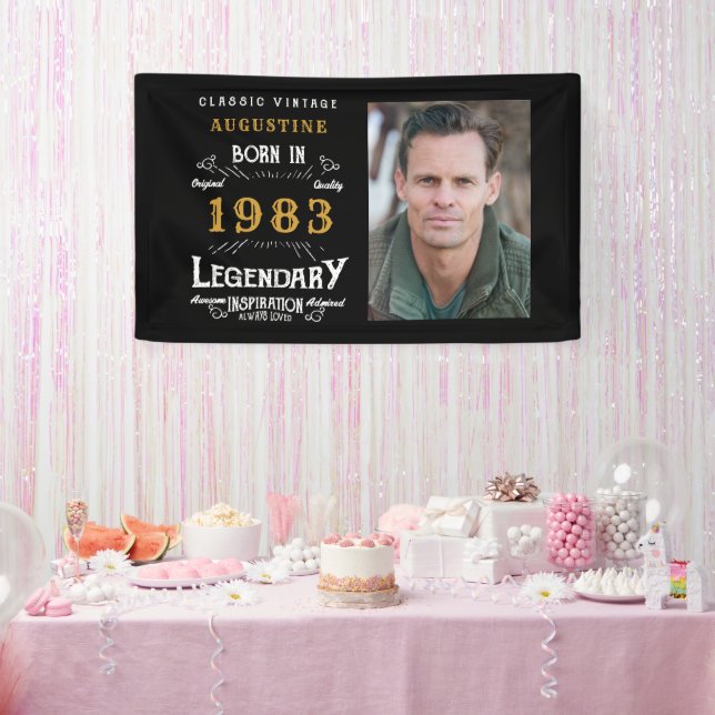 40th Birthday 1983 Legendary Black And Gold Banner (Party)