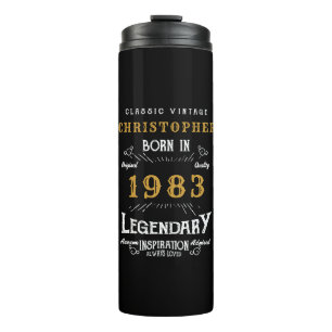 40th Birthday 1983 Legendary Black Gold Add Name Thermal Tumbler
