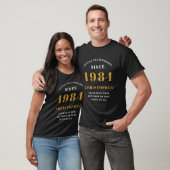 40th Birthday 1984 Add Name Black Gold Party T-Shirt (Unisex)