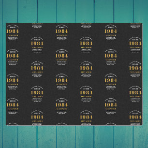 40th Birthday 1984 Black Gold Chic Elegant Tissue Paper