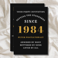 40th Birthday 1984 Black Gold Personalised For Him