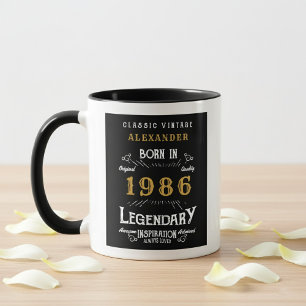 40th Birthday 1986 Legend Retro Black Personalized Mug