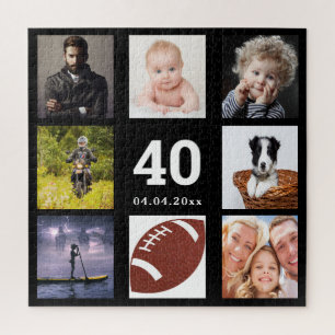 40th birthday 40 photo collage guy man black jigsaw puzzle