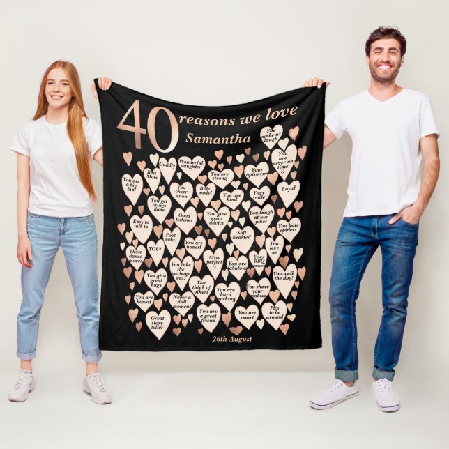 40th Birthday 40 Reasons We Love You Fleece Blanket (In Situ)